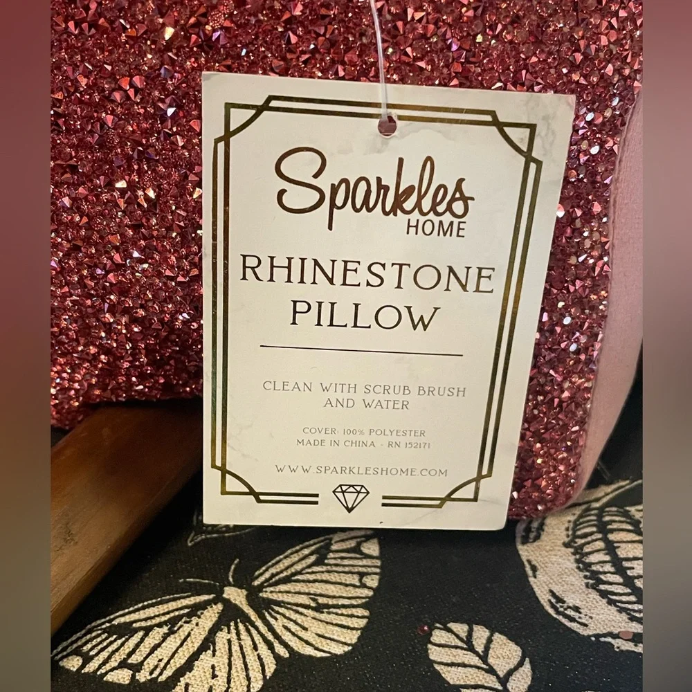 SPARKLES HOME NWT Sparkling Rhinestone Pink and Silver Accent Ghost Pillow